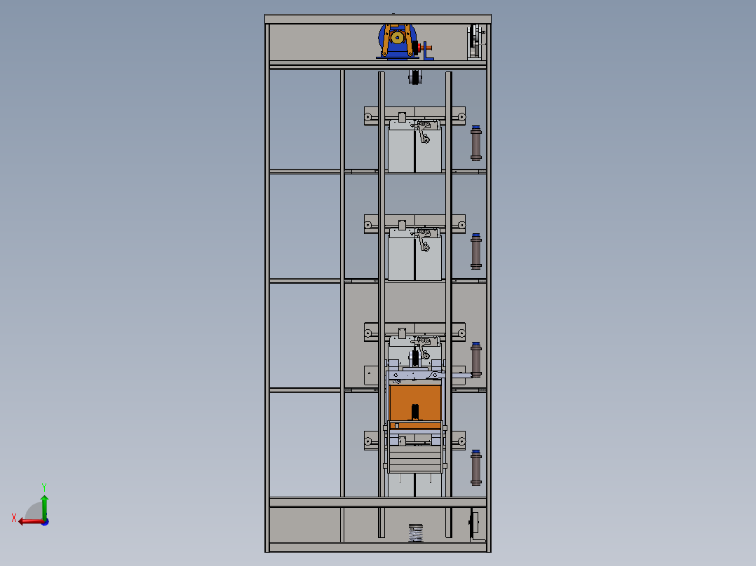 单控4层电梯3D模型 SolidWorks 设计 机械设备 创意设计3D图纸后视图
