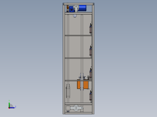 单控4层电梯3D模型 SolidWorks 设计 机械设备 创意设计3D图纸左视缩略图