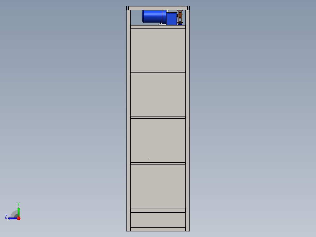 单控4层电梯3D模型 SolidWorks 设计 机械设备 创意设计3D图纸右视图