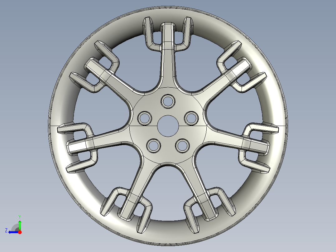 玛莎拉蒂轮毂3D模型（2）右视图
