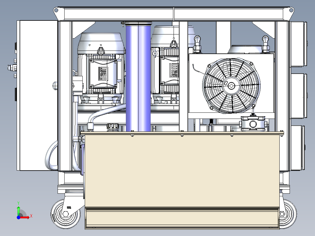 大流量管道冲洗机3d模型3D模前视图