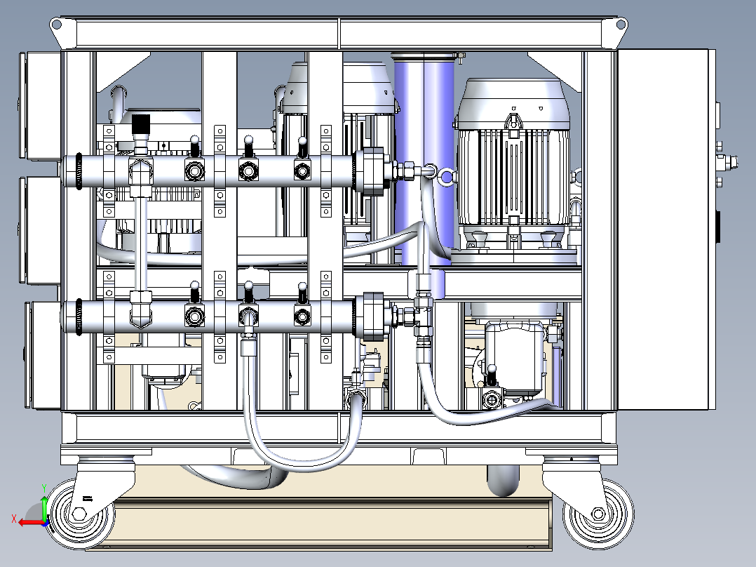大流量管道冲洗机3d模型3D模后视图