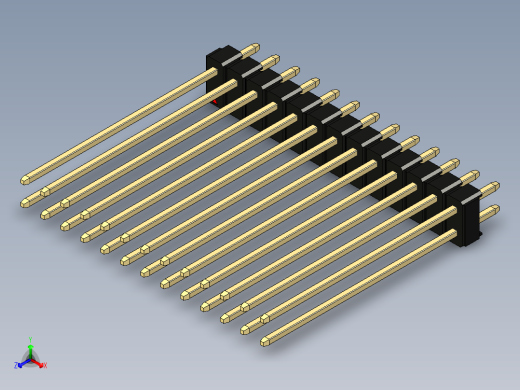 彩色公头100mil（2.54mm）系列-DS1021_black_2x13p_100mil_Type43_rev1.0正等轴测缩略图