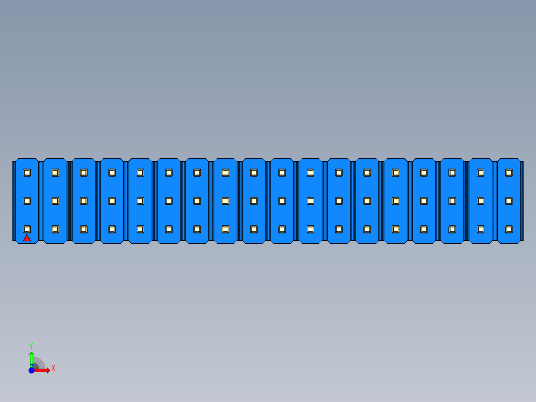 彩色公头100mil（2.54mm）系列-DS1021_blue_3x18p_100mil_Type1_rev1.0前视图