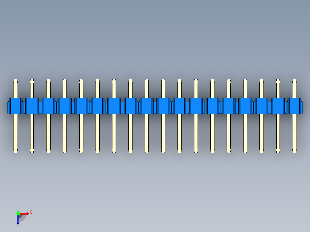 彩色公头100mil（2.54mm）系列-DS1021_blue_3x18p_100mil_Type1_rev1.0俯视图
