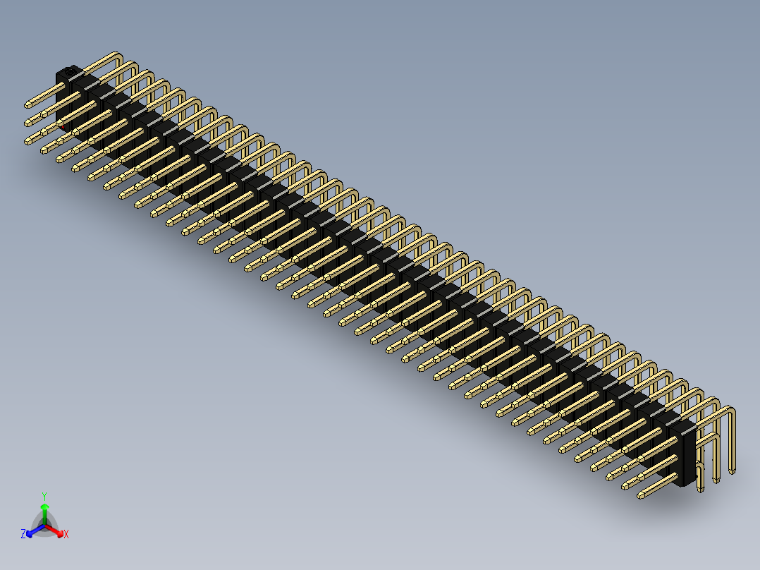 彩色公排针 100mil 2.54mm 系列-DS1022_black_3x40p_100mil_TypeD_rev1.0主视图