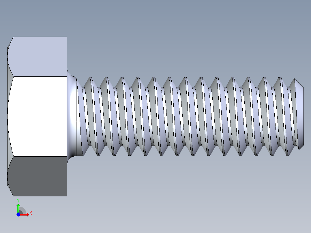 UNC 六角螺栓-Hex Bolt 0.250-20 x 0.750.STEP前视图