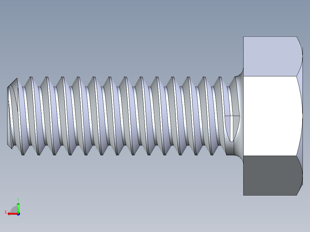 UNC 六角螺栓-Hex Bolt 0.250-20 x 0.750.STEP后视图