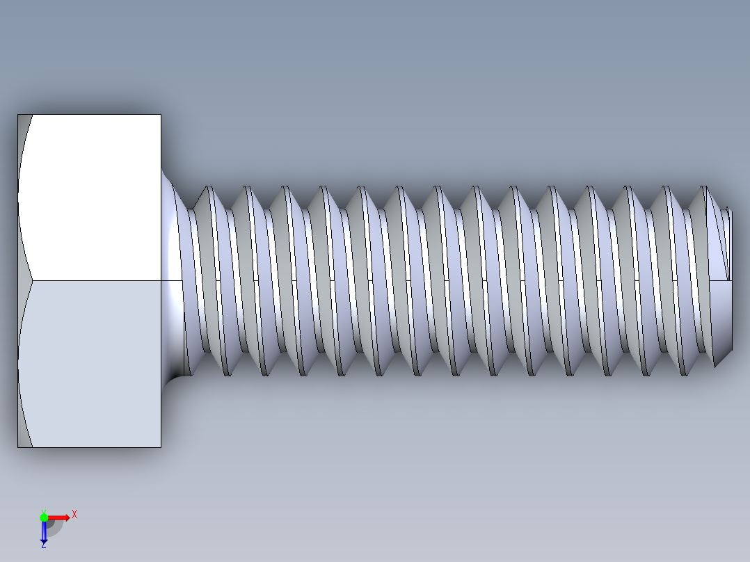 UNC 六角螺栓-Hex Bolt 0.250-20 x 0.750.STEP俯视图