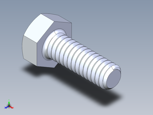 UNC 六角螺栓-Hex Bolt 0.250-20 x 0.750.STEP正等轴测缩略图