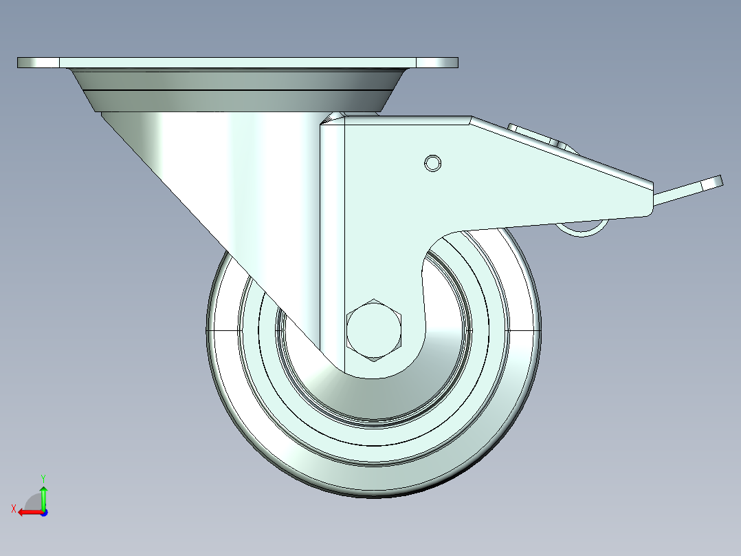 工业脚轮后视图