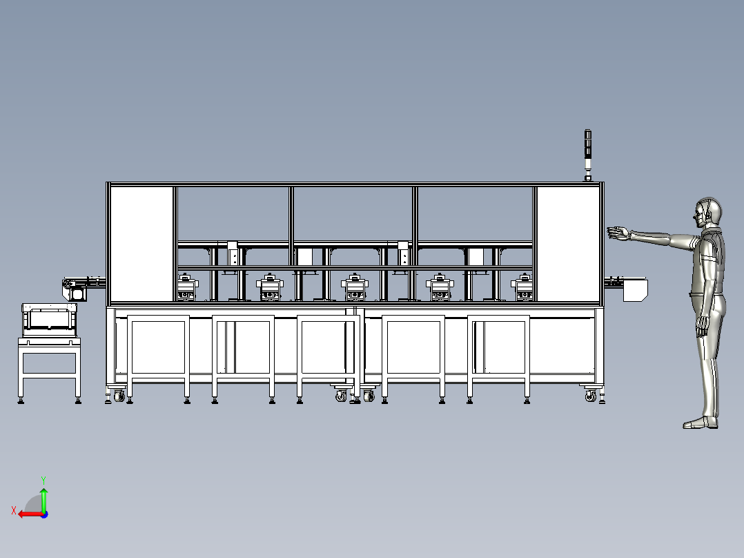 键盘按键多工位组装流水线后视图