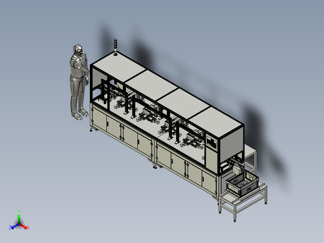 键盘按键多工位组装流水线正等轴测图