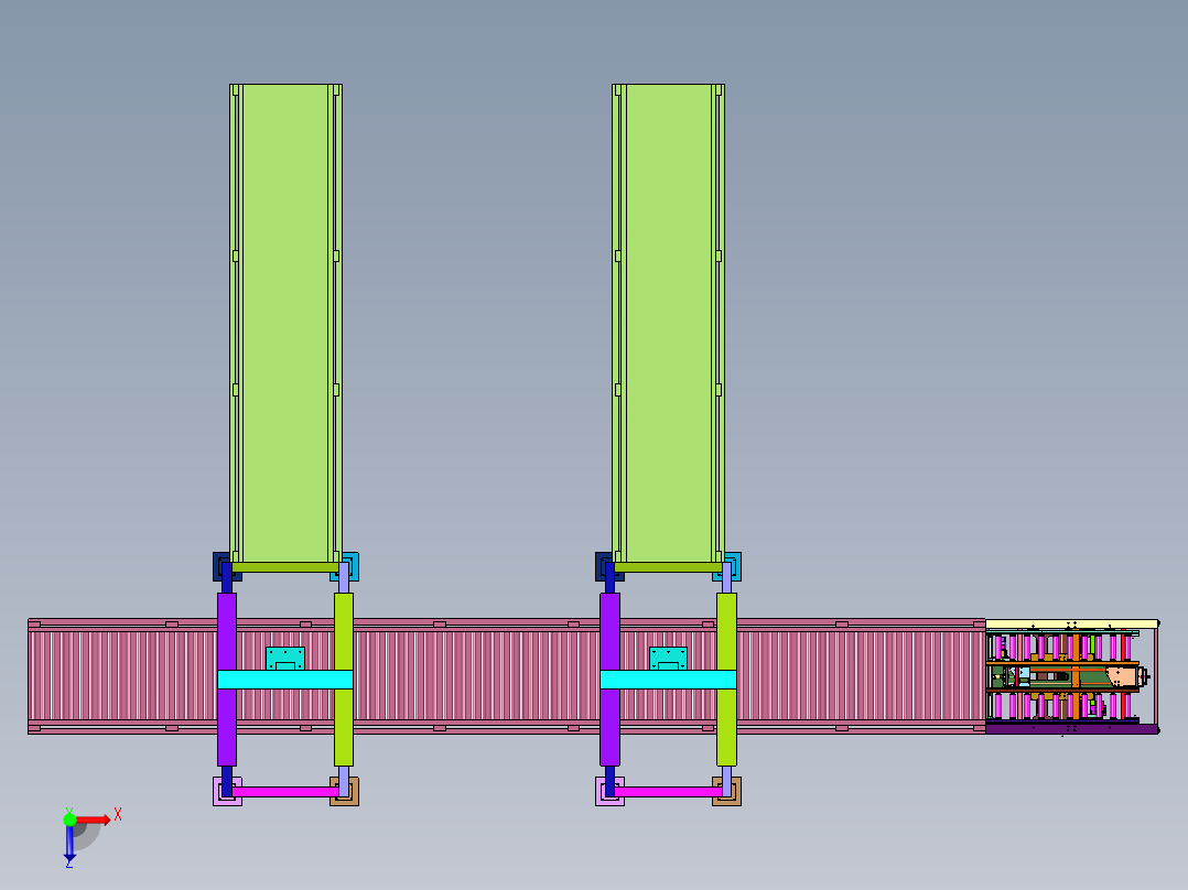 纸箱成型机的传送带俯视图