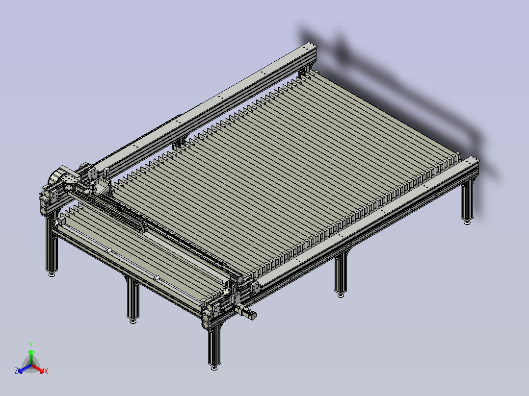 CNC等离子切割机3D图三维建模主视图