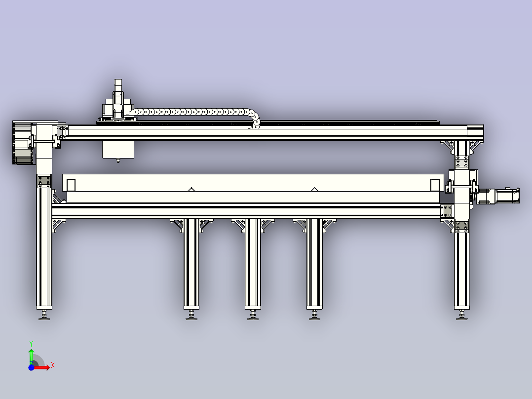 CNC等离子切割机3D图三维建模前视图