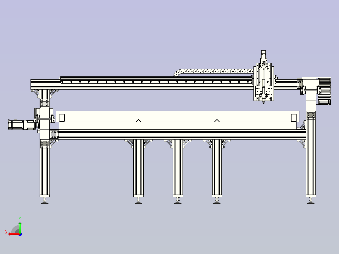 CNC等离子切割机3D图三维建模后视图