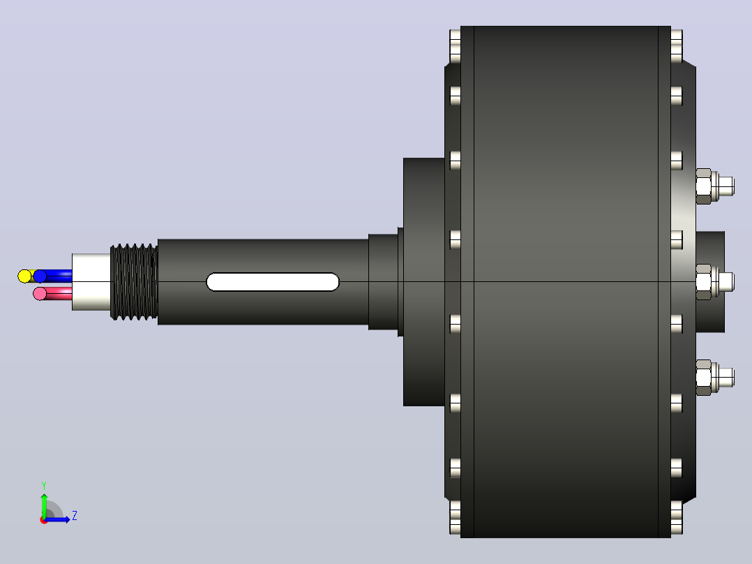QS电机e-273单轴10kW的3D模型左视图