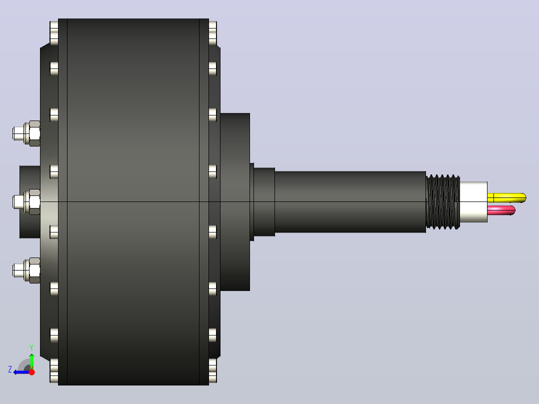 QS电机e-273单轴10kW的3D模型右视图
