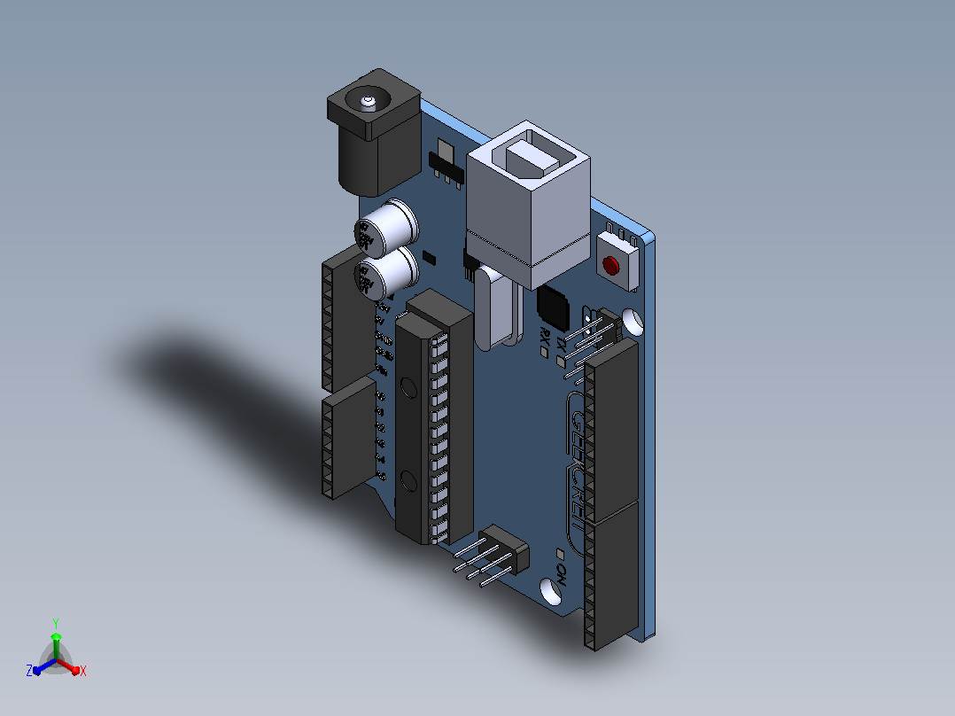 Arduino Uno开发板正等轴测图