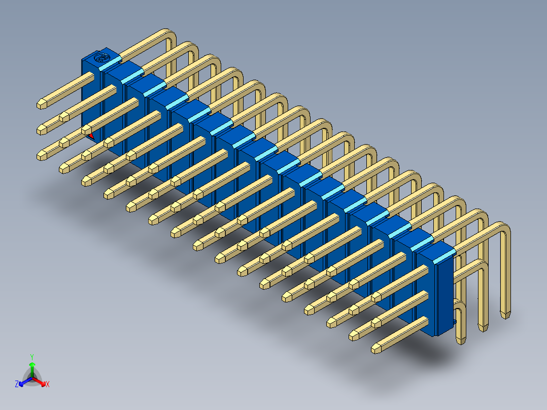 彩色公排针 100mil 2.54mm 系列-DS1022_blue_3x16p_100mil_TypeD_rev1.0主视图