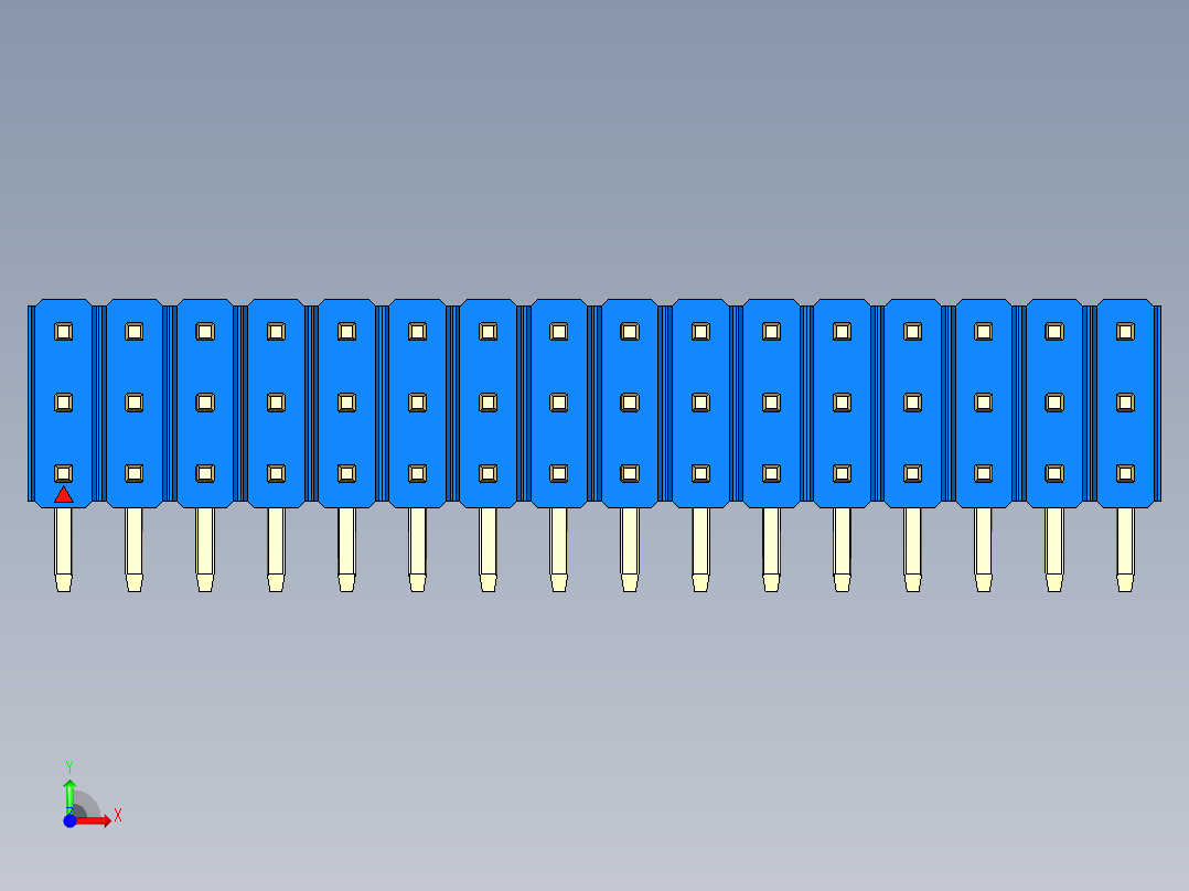 彩色公排针 100mil 2.54mm 系列-DS1022_blue_3x16p_100mil_TypeD_rev1.0前视图