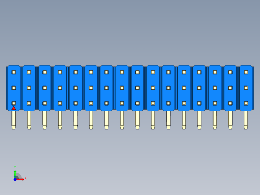 彩色公排针 100mil 2.54mm 系列-DS1022_blue_3x16p_100mil_TypeD_rev1.0前视缩略图