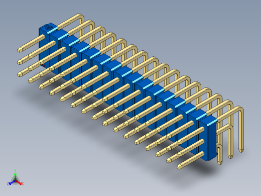 彩色公排针 100mil 2.54mm 系列-DS1022_blue_3x16p_100mil_TypeD_rev1.0正等轴测缩略图