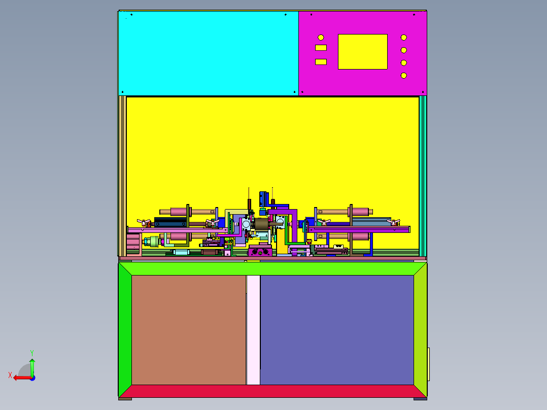 卡簧的自动套入转子轴设备后视图