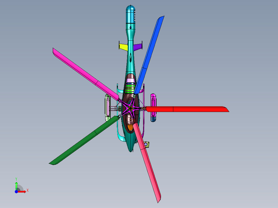 军备无人驾驶运行直升机前视图