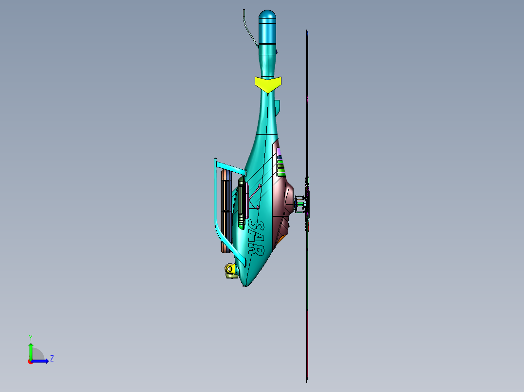 军备无人驾驶运行直升机左视图