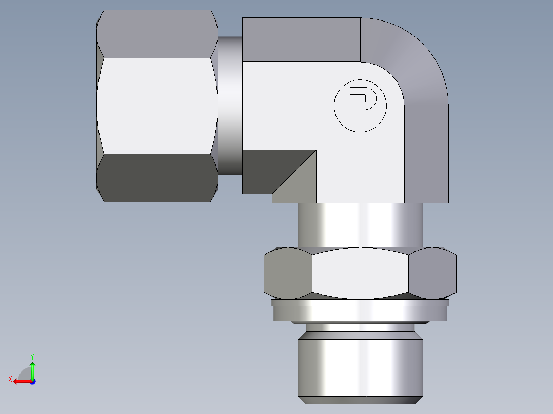 卡套式工业通用硬管接头EO_Adjustable_Locknut_elbow_WEE12SMCF后视图