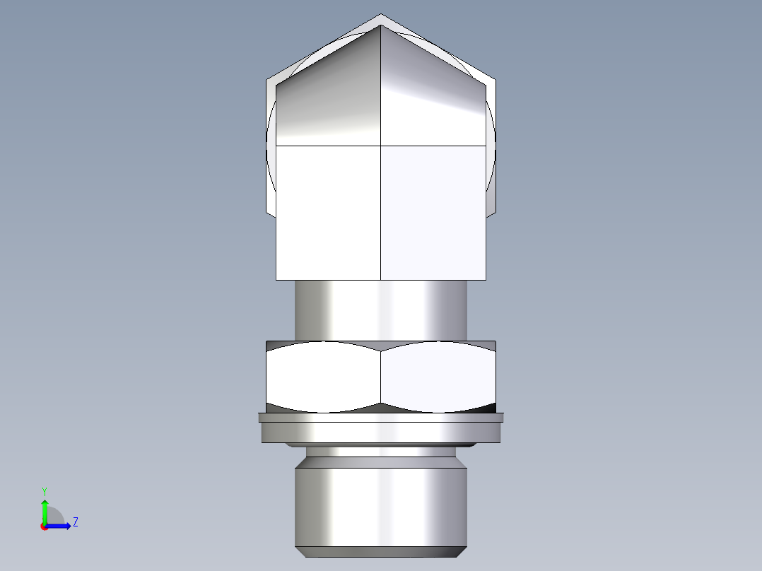 卡套式工业通用硬管接头EO_Adjustable_Locknut_elbow_WEE12SMCF左视图