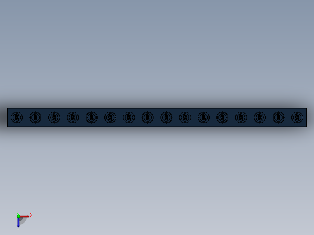 乐高机械组积木（横梁）-4261782 - 3703 Eath (Navy) Blue Technic Brick 1 x 16 with Holes俯视图