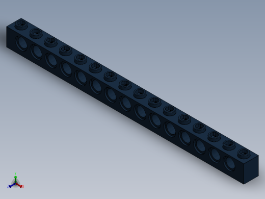 乐高机械组积木（横梁）-4261782 - 3703 Eath (Navy) Blue Technic Brick 1 x 16 with Holes正等轴测缩略图