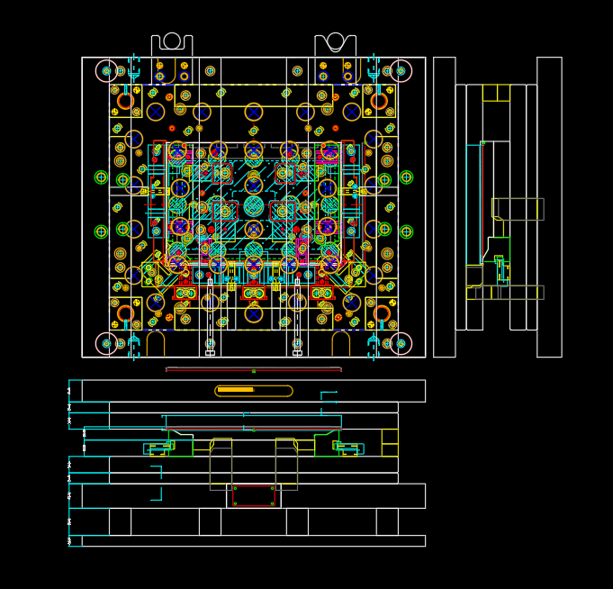 液晶屏幕铝制外壳侧切三边冲压模具设计图纸