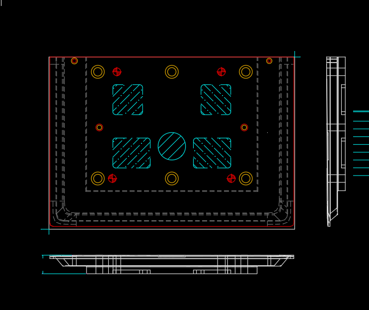液晶屏幕铝制外壳侧切三边冲压模具设计图纸