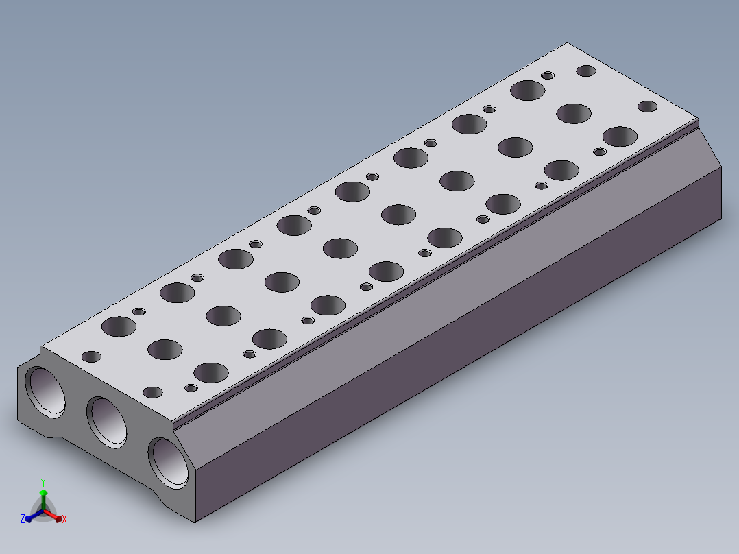 电磁阀底座 亚德客 100M-8F正等轴测图
