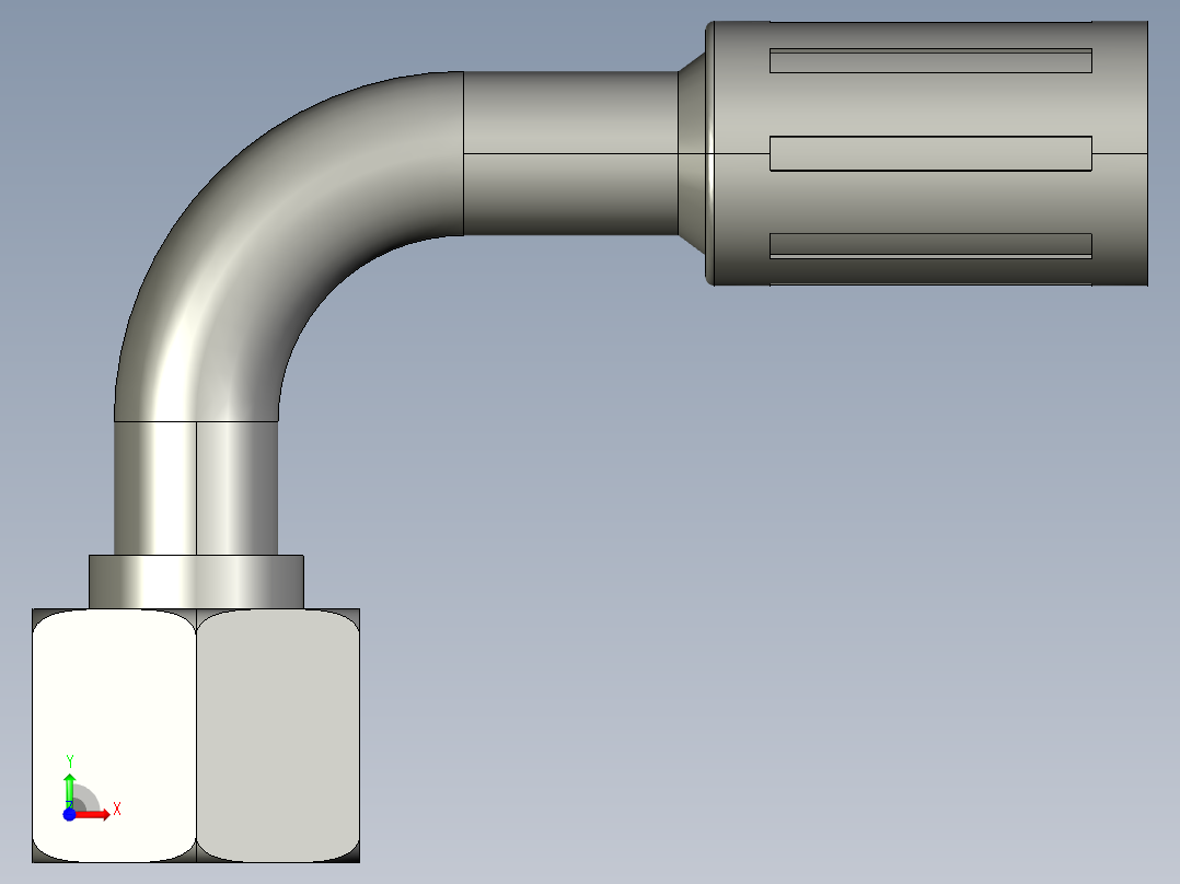 液压弯头90外锥60前视图