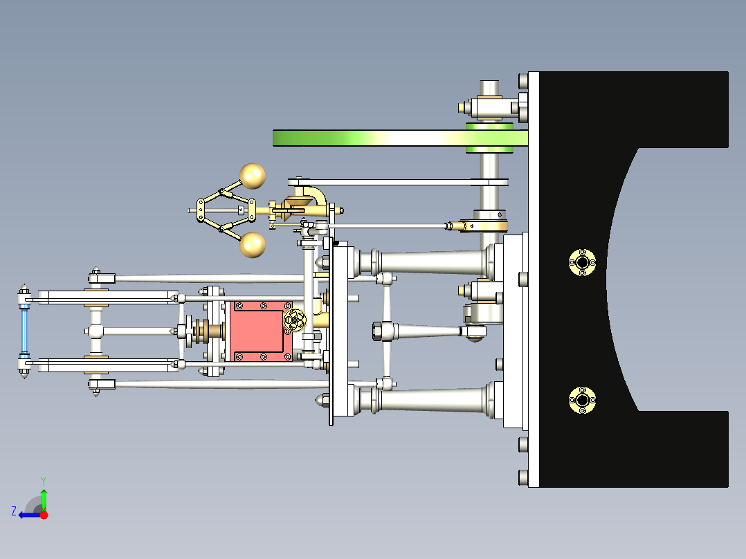 蒸汽机one-cylinder-vertical-waller-s-table-engine-模型格式为 stp右视图