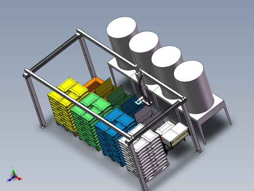 龙门架机械手料包清刷拆包方案