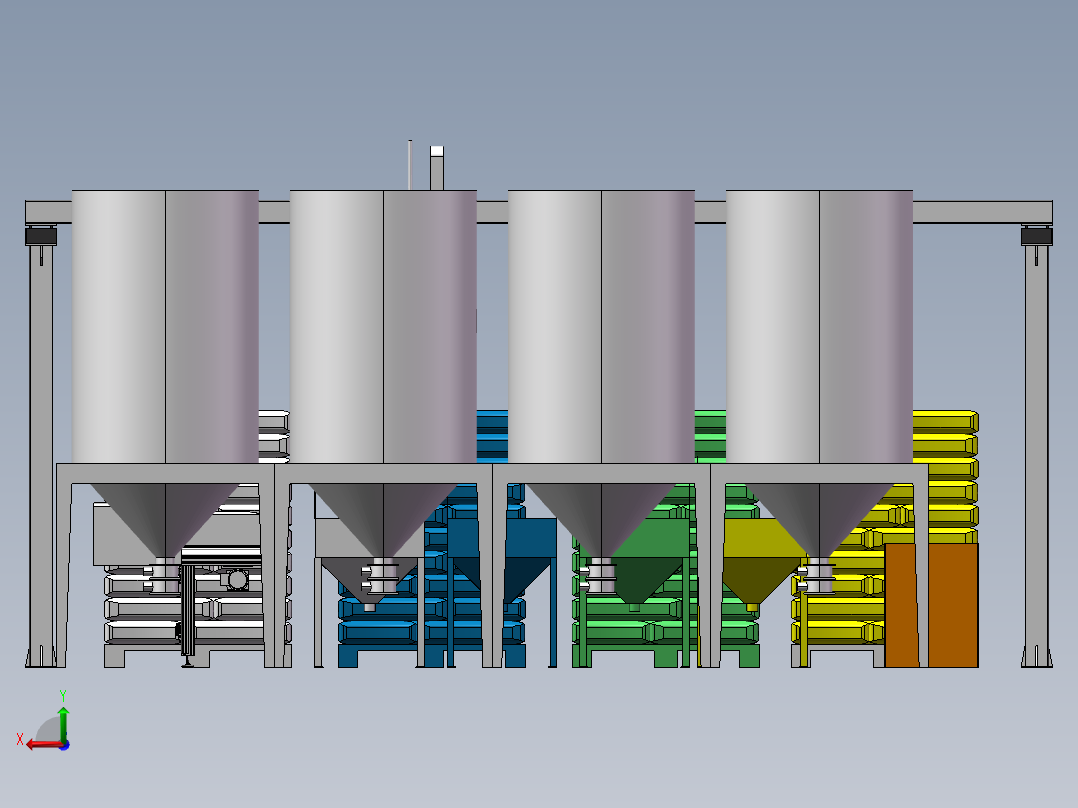 龙门架机械手料包清刷拆包方案后视图
