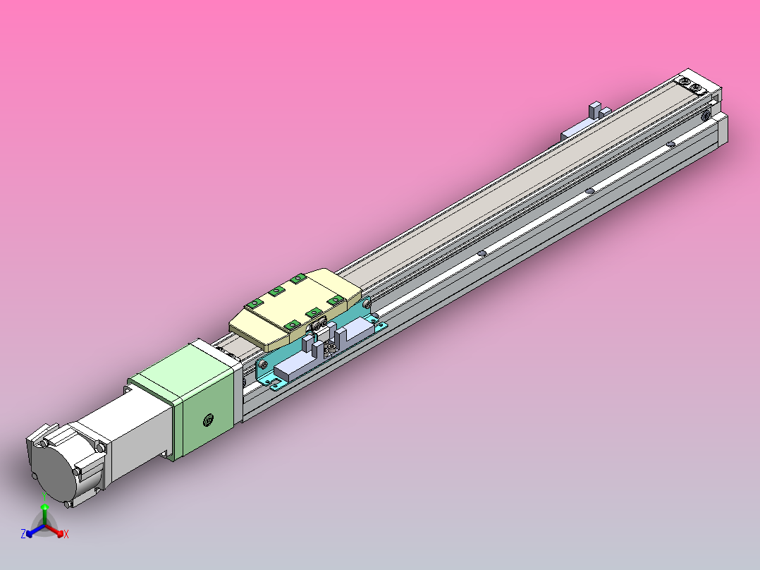 内嵌式螺杆 GTH4-100W伺服[GTH4-L5-300-BC-M100W-C2-N]丝杆滑台模组三菱马达正等轴测图