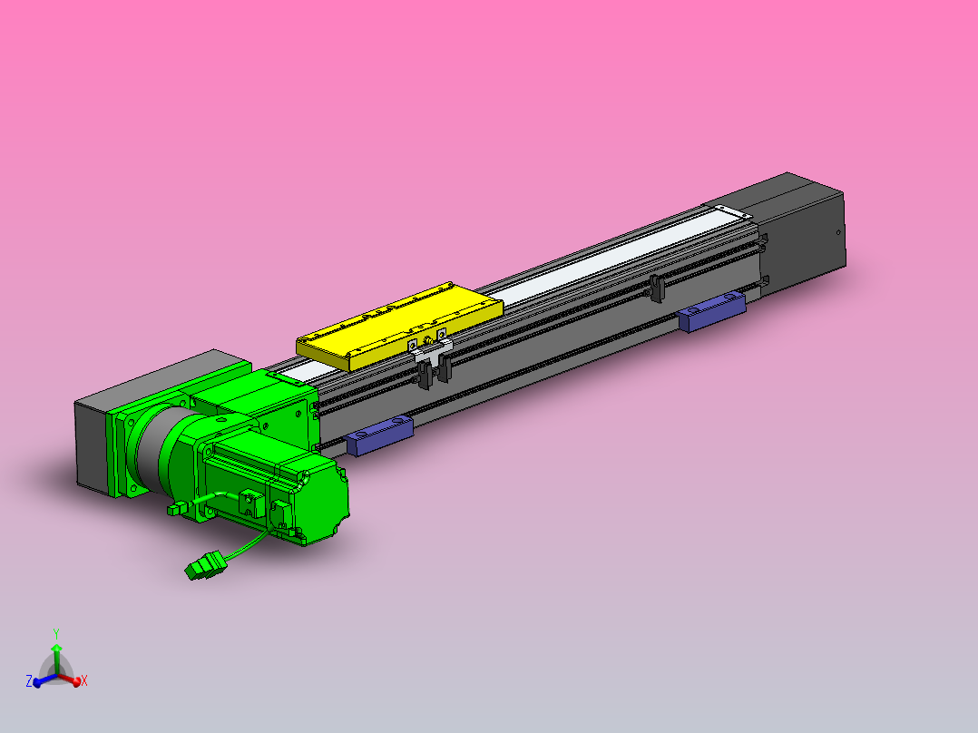 欧规同步带GTB85-750W伺服+行星减速机[GTB85-L10-300-L-M750W-C2-N]滑台模组三菱电机主视图