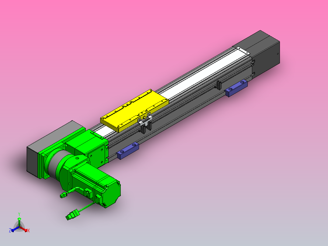 欧规同步带GTB85-750W伺服+行星减速机[GTB85-L10-300-L-M750W-C2-N]滑台模组三菱电机正等轴测图