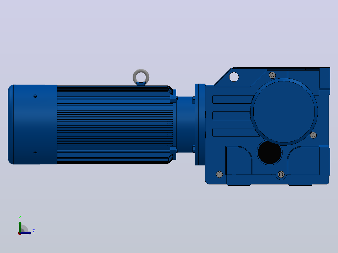 K77底脚轴伸式安装螺旋锥齿轮减速机K77-YVE1.1-6P-135.28-M1-0°-A左视图