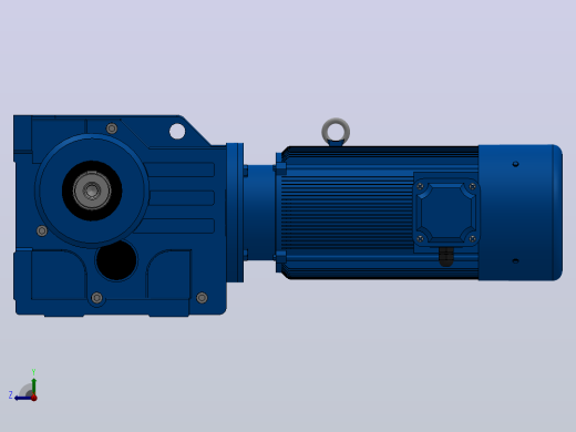 K77底脚轴伸式安装螺旋锥齿轮减速机K77-YVE1.1-6P-135.28-M1-0°-A右视缩略图
