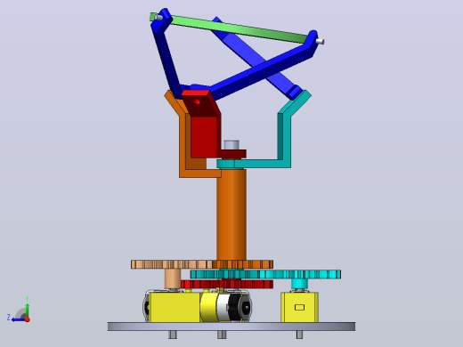3-DOF带独立电机控制的三自由度旋转机构3D数模图纸 Solidworks设计右视缩略图