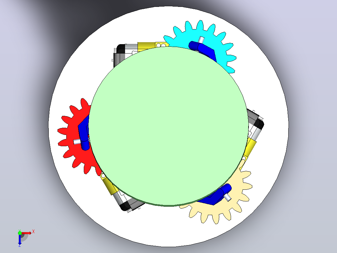 3-DOF带独立电机控制的三自由度旋转机构3D数模图纸 Solidworks设计俯视图