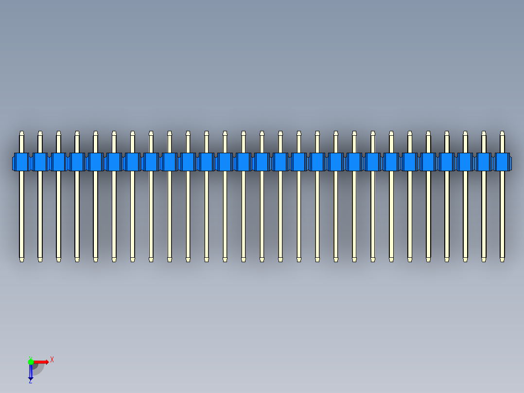 彩色公头100mil（2.54mm）系列-DS1021_blue_1x27p_100mil_Type5_rev1.0俯视图